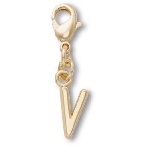 Gold Letter V Charm